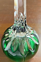 Cut Crystal Wine Goblet Emerald, Green Glass, Castille Pattern- AJKA, Hungary
