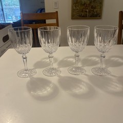 4 Mikasa OLD DUBLIN 6 1/2″ Diamond Cut Fine Crystal Wine Glasses Goblets Set
