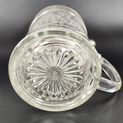 Vintage Clear Etched Floral Glass Beer Stein Pewter Lid Decorative Unmarked