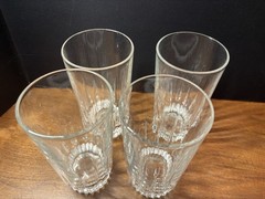 Set Of 4 VTG Arcoroc France LANCER Clear Vertical Cut 11.5 OZ Beverage Glass