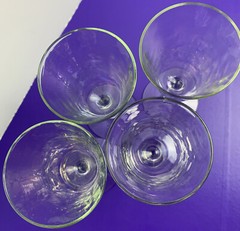 Set of 4 Wine Pedestal Iridescent Luster Water Goblet Loop Optic Glass 