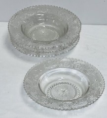 4 Duncan & Miller SANDWICH CRYSTAL 7″ RIMMED GRAPEFRUIT BOWLS