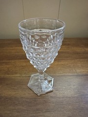 American Fostoria Vintage Water/Wine Gobbles Hex Footed Perfect Clarity Set Of 8