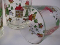 Jamestown Joy of Christmas 3 Double Old Fashioned Rocks Glasses 14 ounce Retired