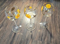 CRYSTAL CLEAR INDUSTRIES Vintage Romanian Hand-Painted Wine Glasses (Three)