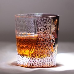 Whiskey Crystal Glasses Hand Cut To Clear Zodiac Year of the Horse Glass Purple