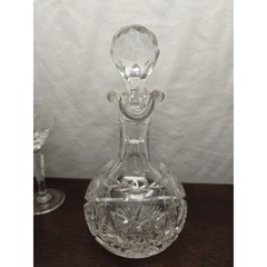 Vintage Nachtmann Traube Crystal 6 Cordials Holy Communion Set Cut Glass Cruet