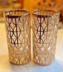 (2) MCM Imperial Glass ‘El Tabique de Oro Gold’ Tumblers , 5 3/4″ Highball RARE