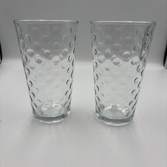 Vtg. Libbey Dimpled Polka Dot Cooler Glasses Tall Tumblers Set of 2 16 Oz.