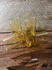 Vtg. Amber Glass Goblets, Set of 4, Whiskey, Cocktail Glasses, Vtg. Barware