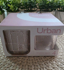 Set of 4 Pink Textured Urban Rock Glasses 13.2oz Bar / Kitchen