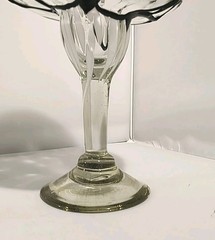 Hand Blown Mexican Glass Margarita White Spotted Pattern Black Applied Swirl