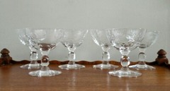 6 Heisey Cabochon Debutante 1066 Cut Crystal Stemmed 6oz Champagne Glasses 1950s