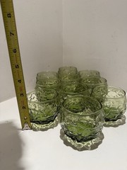 Set of 10 ANCHOR HOCKING Milano Green Roly Poly Tumbler Rocks Glasses 5 oz each