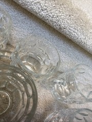 Lot of 6 Vintage Arcoroc France Britannia Beer Mugs Thumbprint Clear Glass 5″
