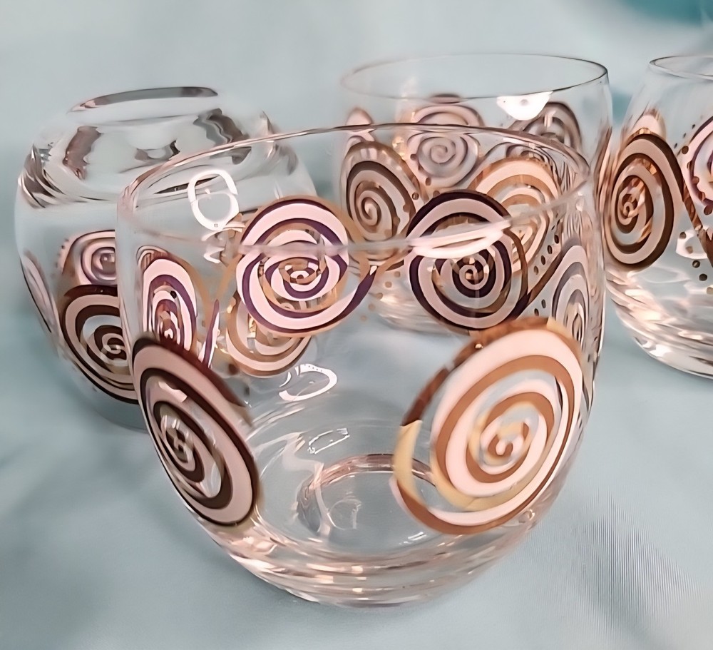 Set of 4 Vintage Atomic Design Roly Poly Cocktail Glasse