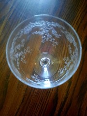 Set Of 2 VTG Saint Louis Crystal Cleo Etched Wine Glasses Pre-1936