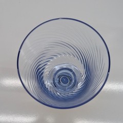 Libbey Blue Swirl Optic Water Goblet 7″ Vintage Barware Glass Elegant