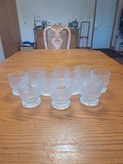 Indiana Glass Vintage 1960’s Ice Tree Bark Footed Water Textured Rock Glasses 10