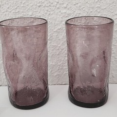 Pilgrim Pinched Crackle Glass Purple Tumblers Set Of 4