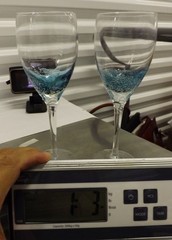 Roscher & Company Teal Blue Aqua Air Bubbles Clear Stem Wine Glasses Set Of 2