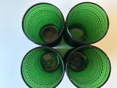 Emerald Green Hobnail Bubble Glass Tumbler 12oz Jupiter Style Barware