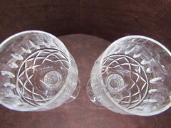 Vintage Pair of Lead Cut Crystal Stemmed Wine Glasses