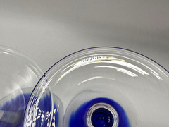 BLOCK Rainy Day Fashioned Frosted Cut to Clear Crystal Martini Glass 2pc Set