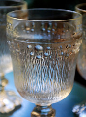 Vtg Set 4 CLEAR BUBBLE FOOT Footed Wine/Juice Glasses BARK TEXTURE Italy 1960s