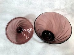 Vintage MOROCCAN Purple AMETHYST Colony CANDY Dish JAR w/ LID Optic SWIRL Glass