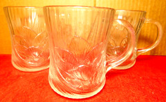 DGS~Arcoroc France Canterbury Crocus Clear Glass Cup/ Mugs 10 fl. oz. Set of 3