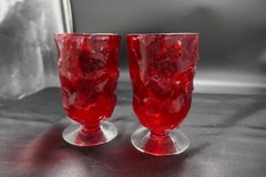Morgantown Glass Crinkle Ftd Tumblers Ruby 5 1/4 » T 12 oz. capacity ca 1960’s