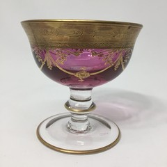 INTERGLASS MEDICI CRISTALLERIE ITALY Pink 24K Gold Gild Champagne Sherbet