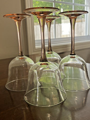 Cristal d’Arques AMERICANA ROSE Blush Pink/Peach Stem 7″ Wine Glasses Flared-6