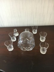 Lot Carafon And 5 Glasses Crystal Daum Nancy (Price Of The Lot)