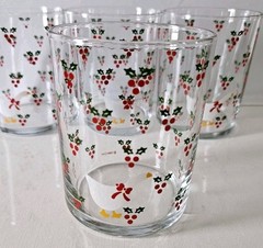 4 Vintage Christmas Country Goose Drinking Glasses CHD 1984 Anchor Hocking 4″