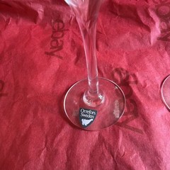 Orrefors Laura Play of Lines Crystal Small Wine Liquor Glasses Set of 2 Sweden