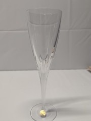 Champagne Flute Glass Crystal JG Durand 9.25″ Frosted Pedal EC Clear Set Of 4