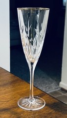 2 Cristal d’Arques Crystal CASSANDRA Gold Rim 8.75”Champagne Flutes Discontinued