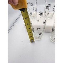 Vintage Mid Century Black Snowflake Ice Tea/ High Ball glasses Set of 5