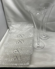 Tiffany Hollow Stem Fluted Champagne Trumpets Set of 2 New with Tiffany Seals