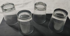 Set Of Four Libbey 8 Ounce Tumblers/Swirl Ribbed Clear Glass/Pre-owned