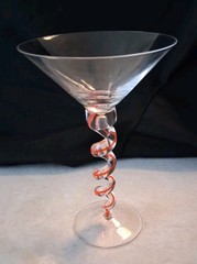 Martini Glass spiral twisted orange hand blown barware