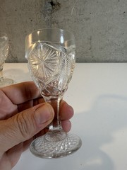 Elegant Antique Imperial Glass Star & File Wine Goblets, Set of 4 – Early 1900s