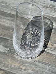ANGLED Rim CRACKLE by Pier One Imports Tall Flat TUMBLER Glass