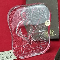 Vintage RCR Crystal Glass Blower Plate Limited Edition Italian Plaque Slab