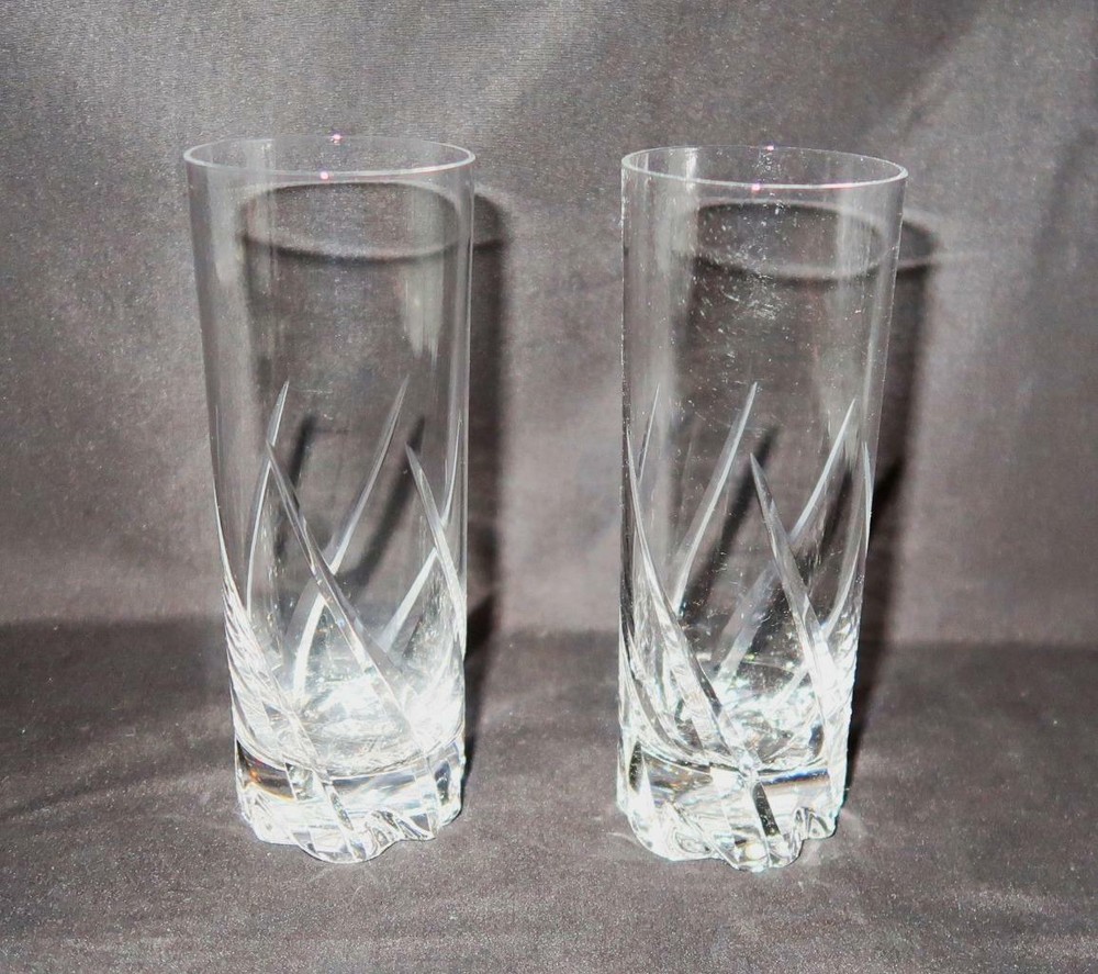 Daum Crystal, France, Swirl Cut, 5.5 Ounces Vodka Juice Glass, 5 1/4″ LOT OF 2