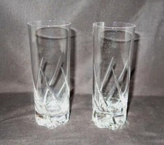 Daum Crystal, France, Swirl Cut, 5.5 Ounces Vodka Juice Glass, 5 1/4″ LOT OF 2