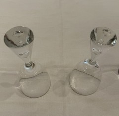 4pc Holmegaard Princess White Wine Glasses 5.5” Denmark Air Bubble Stem Vintage
