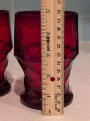 Set Of 5 Viking Glass Red Georgian Honeycomb Tumbler Glass»5 Original Sticker 🔴